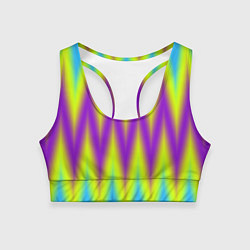 Топик спортивный женский Неоновые зигзаги, цвет: 3D-принт