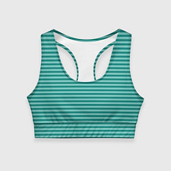 Топик спортивный женский Светло-бирюзовый полосатый, цвет: 3D-принт