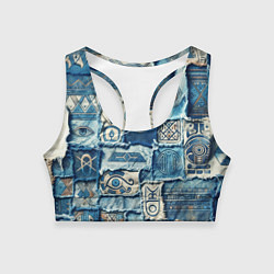 Топик спортивный женский Племя майя-пэчворк, цвет: 3D-принт