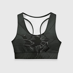 Топик спортивный женский Черное разбитое стекло, цвет: 3D-принт