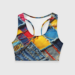 Женский спортивный топ Colorful denim patchwork - ai art