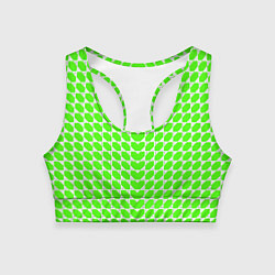 Топик спортивный женский Зелёные лепестки шестиугольники, цвет: 3D-принт