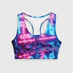 Женский спортивный топ Разбитая неоновая вывеска - мегаполис