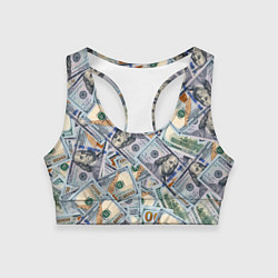 Топик спортивный женский Банкноты сто долларов, цвет: 3D-принт