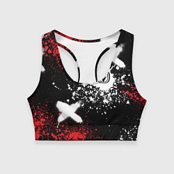 Топик спортивный женский Логотип Чанган на фоне брызг красок, цвет: 3D-принт