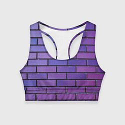 Топик спортивный женский Кирпичная стена фиолетовый паттерн, цвет: 3D-принт