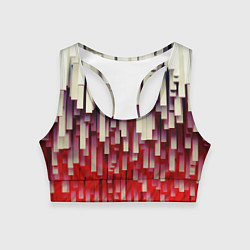Топик спортивный женский Блоки-сталактиты с красной подсветкой, цвет: 3D-принт