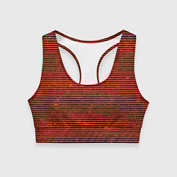 Топик спортивный женский Чёрно-оранжевый полосатый, цвет: 3D-принт