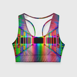 Топик спортивный женский Светящаяся неоновая галерея, цвет: 3D-принт