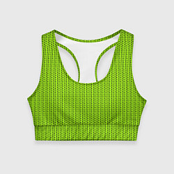Топик спортивный женский Ярко-зелёный в маленькие чёрные полоски, цвет: 3D-принт