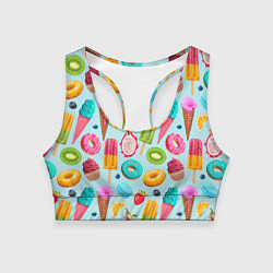 Топик спортивный женский Летние сладости, цвет: 3D-принт