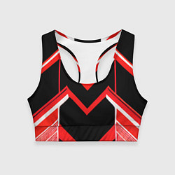 Женский спортивный топ Красно-белые полосы и чёрный фон