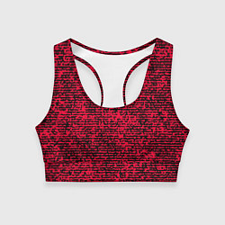 Топик спортивный женский Ярко-розовый в чёрную текстурированную полоску, цвет: 3D-принт