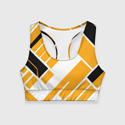 Топик спортивный женский Жёлтые широкие линии на белом фоне, цвет: 3D-принт