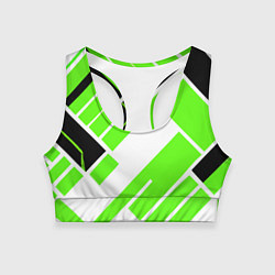 Топик спортивный женский Зелёные широкие линии на белом фоне, цвет: 3D-принт