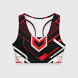 Топик спортивный женский Полосы и красно-белый шестиугольник, цвет: 3D-принт