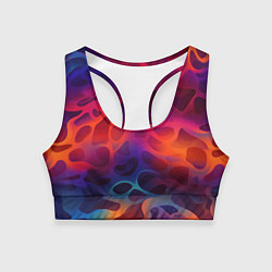 Топик спортивный женский Паттерн неоновой волны, цвет: 3D-принт