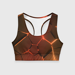 Женский спортивный топ Оранжевые неоновые плиты в разломе