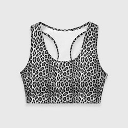 Топик спортивный женский Черно-белая шкура леопарда, цвет: 3D-принт