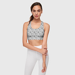 Топик спортивный женский Черно белый узор с ящерицами - паттерн, цвет: 3D-принт — фото 2
