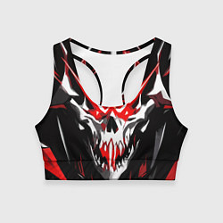 Женский спортивный топ Абстрактный белый череп и красные полосы