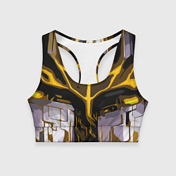 Женский спортивный топ Yellow stripes on a black and white background