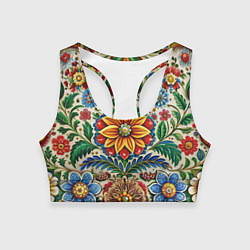 Женский спортивный топ Русские классические узоры и орнамент