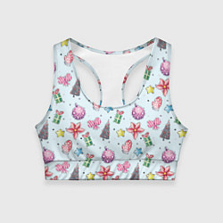 Женский спортивный топ Новогодний фон