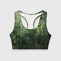 Топик спортивный женский Зеленый камуфляж с эффектом старины, цвет: 3D-принт