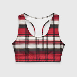 Женский спортивный топ Красно-белая ткань в клетку
