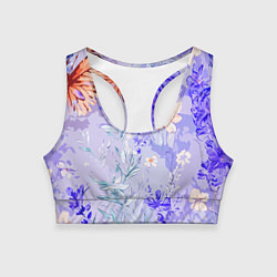 Топик спортивный женский Растения на розовом фоне, цвет: 3D-принт