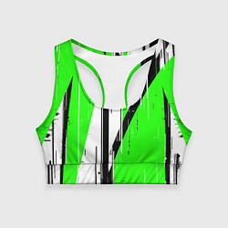 Топик спортивный женский Black and white vertical stripes on a green backgr, цвет: 3D-принт