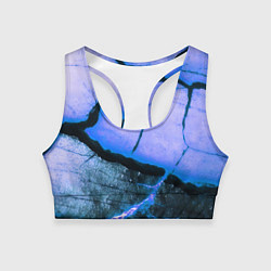 Женский спортивный топ Трещины на абстрактном синем фоне