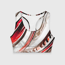 Женский спортивный топ Волнистая бело-красная абстракция