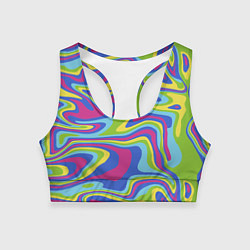 Женский спортивный топ Разноцветная абстракция волны