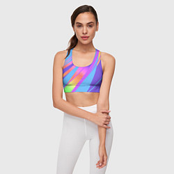 Топик спортивный женский Нежный голубой с розовыми полосами, цвет: 3D-принт — фото 2