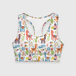 Топик спортивный женский Ламы паттерн, цвет: 3D-принт
