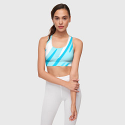 Топик спортивный женский Белый с голубым абстракция, цвет: 3D-принт — фото 2