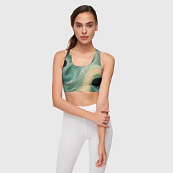 Топик спортивный женский Лазурная слизь на черном текстура, цвет: 3D-принт — фото 2