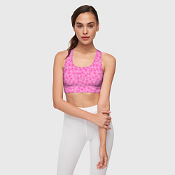 Топик спортивный женский Малиново розовые пузыри и горохи, цвет: 3D-принт — фото 2
