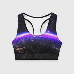 Топик спортивный женский Планета и неоновое свечение, цвет: 3D-принт