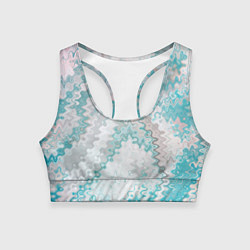 Женский спортивный топ Серо-бирюзовый абстрактный