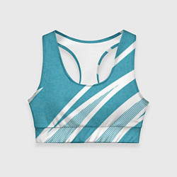 Топик спортивный женский Бело-голубой абстракция с полосами, цвет: 3D-принт