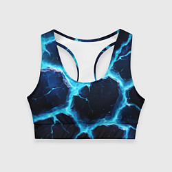 Топик спортивный женский Голубая потертая текстура с разломом, цвет: 3D-принт