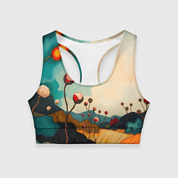 Женский спортивный топ Сюрреалистичный пейзаж с цветами