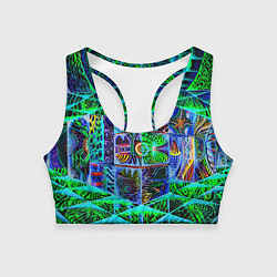Топик спортивный женский Психоделика узор кислотный, цвет: 3D-принт