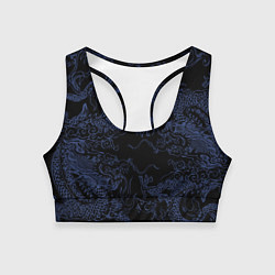 Женский спортивный топ Синий дракон на черном