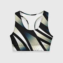 Женский спортивный топ Чёрно-белый с синим затемнением полосы