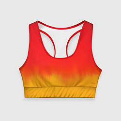 Топик спортивный женский Абстракция с красным и желтым, цвет: 3D-принт