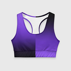 Женский спортивный топ Чёрно-сиреневый градиент пополам